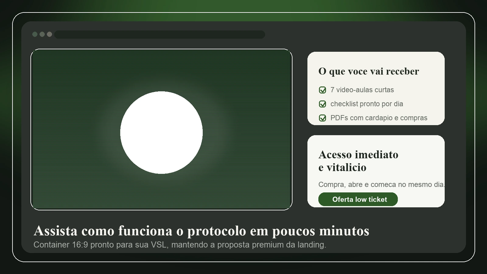 Container premium de vídeo do Reset Modo Caverna em formato 16 por 9.